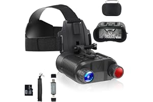 Head-Mounted Night Vision Goggles - lovpo Rechargeable Digital Infrared Night Vision Binoculars 1312FT 2.7" Screen Night Vision Goggles with Head Strap &32GB SD card and Card Reader for Hunting,Adults