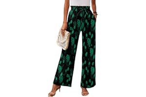 Heymoments Wide Leg Women Pants Lightweiht Waisted Adjustable Tie Knot Loose Comfy Casual Trousers with Pocket S-2XL