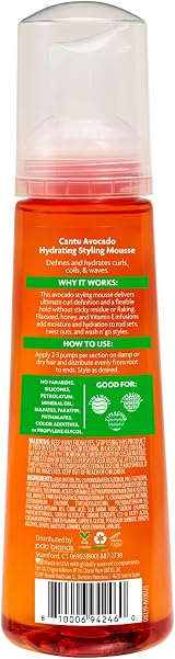 CANTU Avocado Hydrating Styling Mousse 248ml Clear view 3