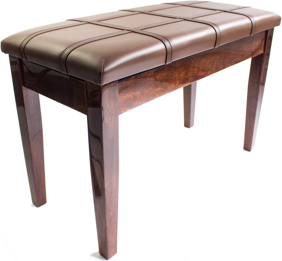 Dolce Piano Stool with Book Storage - Polished Walnut