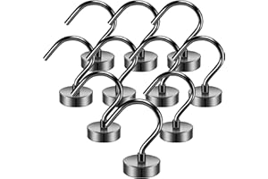 Grtard 10 Pack Large Magnetic Hooks, 35lbs Strong Magnet Hooks Heavy Duty, Magnets with Hooks, Black Magnetic Hooks for Cruise Cabins, Hanging Decorations, Home, Classroom, Kitchen, Workplace