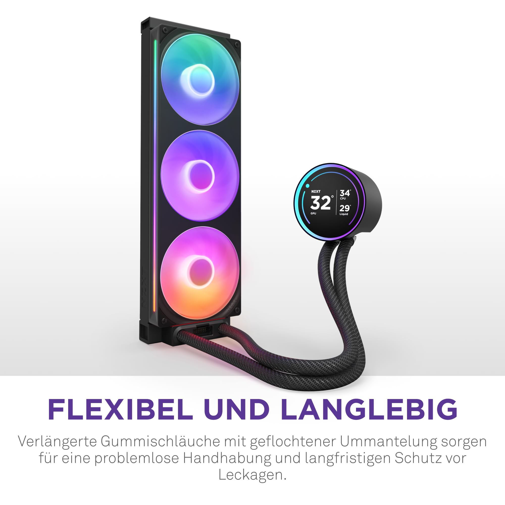 NZXT Kraken Serie – AIO CPU-Flüssigkeitskühler – Anpassbares LCD-Display – Hochleistungs-Lüfter – Kompatibel mit Intel® & AMD® Sockel – Elite 360 RGB – Schwarz 9
