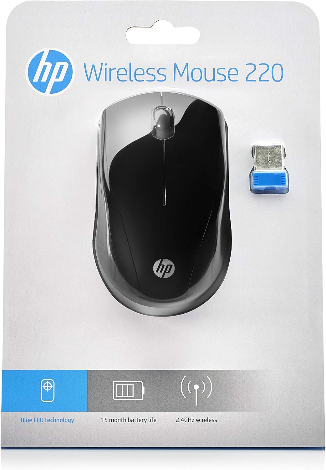 HP 220 Black 2.4 GHz USB Wireless Mouse with Blue LED 1300 Dpi Optical Sensor, Up To 15 Months Battery Life - Image 5