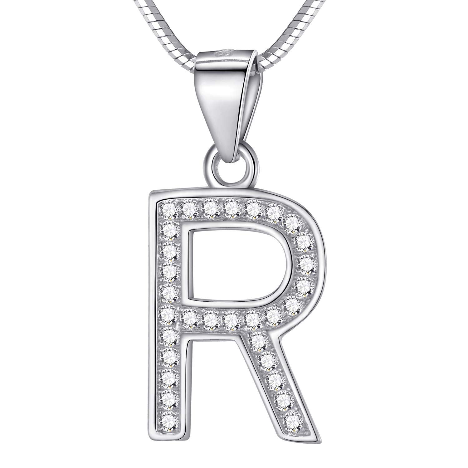 Morella Women's Letter Necklace Necklace and Pendant Letter R - 925 Sterling Silver Rhodium Plated – 45 cm Long — image 1