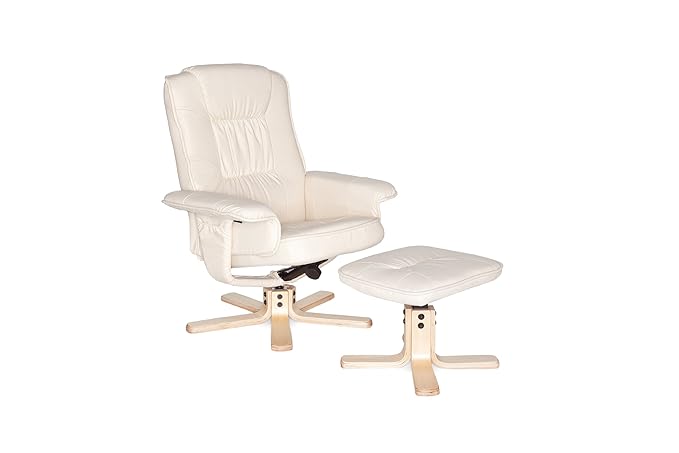 AMSTYLE, Fernsehsessel, Comfort, TV Design Relax-Sessel Wohnzimmer verstellbar Modern Bezug Kunstleder Beige drehbar mit Hock
