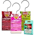 Moth Blocks for Closet Variety Pack - Bundle with 3 Moth Shield Closet Blocks Scented Rose, Lemon, and Cherry on Hanger Plus Safety Pins | Closet Deodorizer Odor Eliminator
