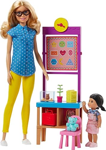Barbie Teacher Dolls Playset with Fashion Doll, Small Doll
