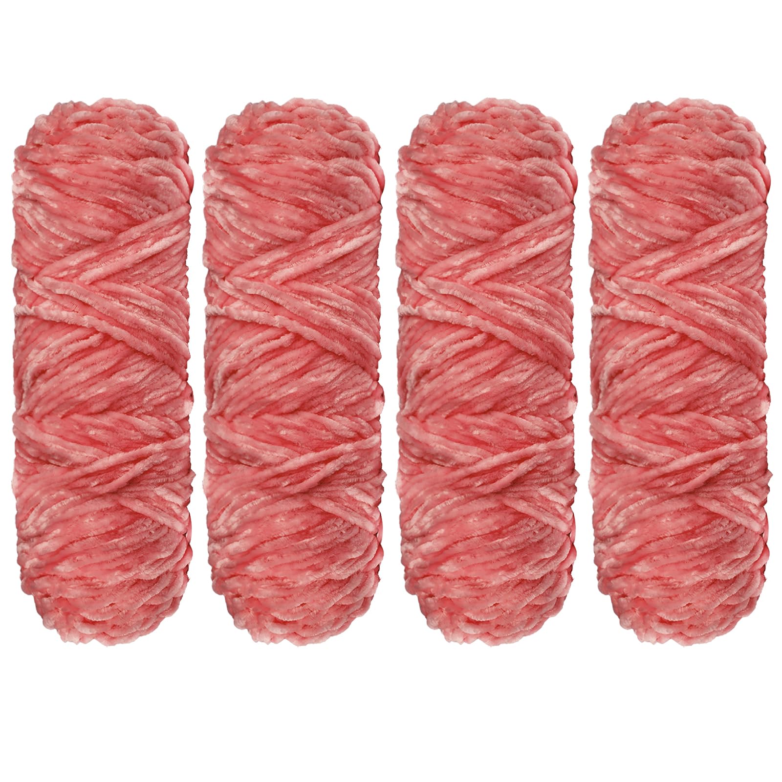 Crochet Yarn Chunky Yarn for Crochet Chunky Wool for Knitting 100g Balls x 4 Chenille Yarn Wool for Crochet Kits for Beginners Adults for Handmade Crafts Hats Blankets Scarves(Navy Pink, 4pcs-400g)