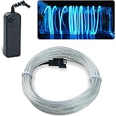 lychee EL Wire Neon Glowing Strobing Electroluminescent Light El Wire w/Battery Pack for Parties, Halloween Decoration (Ice Blue, 15ft)