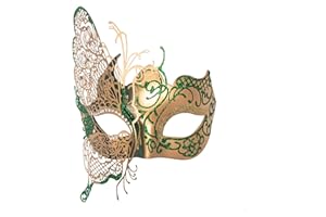 Seglorwy Womens Masquerade Mask Metal Rhinestone Venetian Halloween Christmas Evening Prom Ball Party Mask