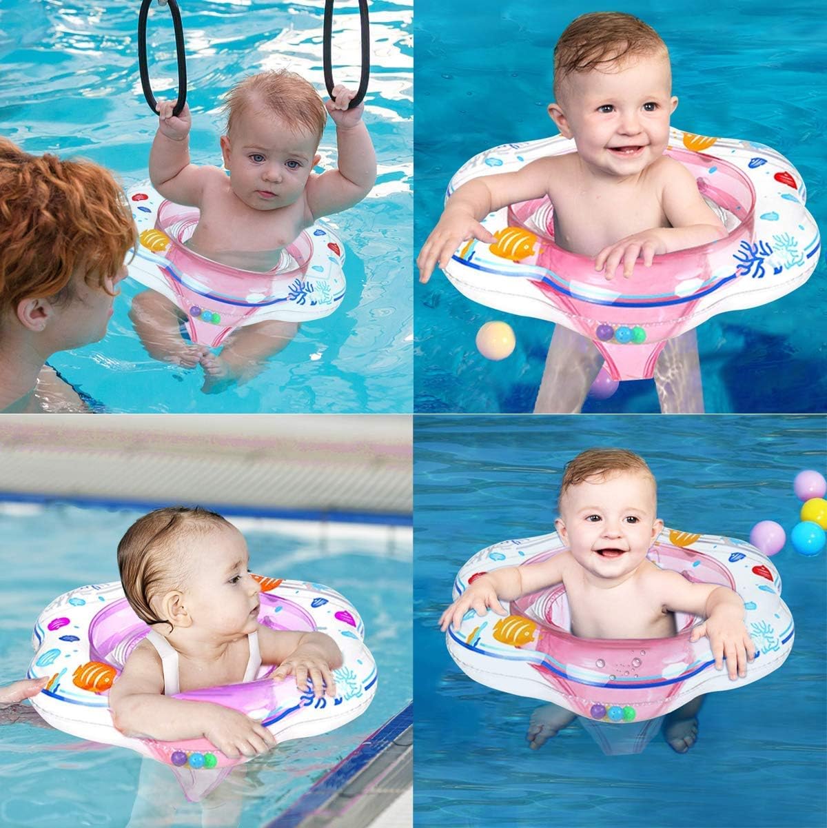 Blue Baby Bath Safety Seat Inflatable Pool Swim Training ...