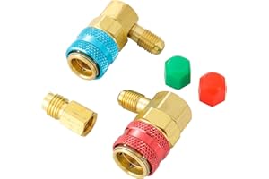AC R134A Quick Coupler Adapter, R12 to R134A Quick Coupler, Low High Quick 90 Degree Coupler 1/4 with Tank Adapter 1/4 Female