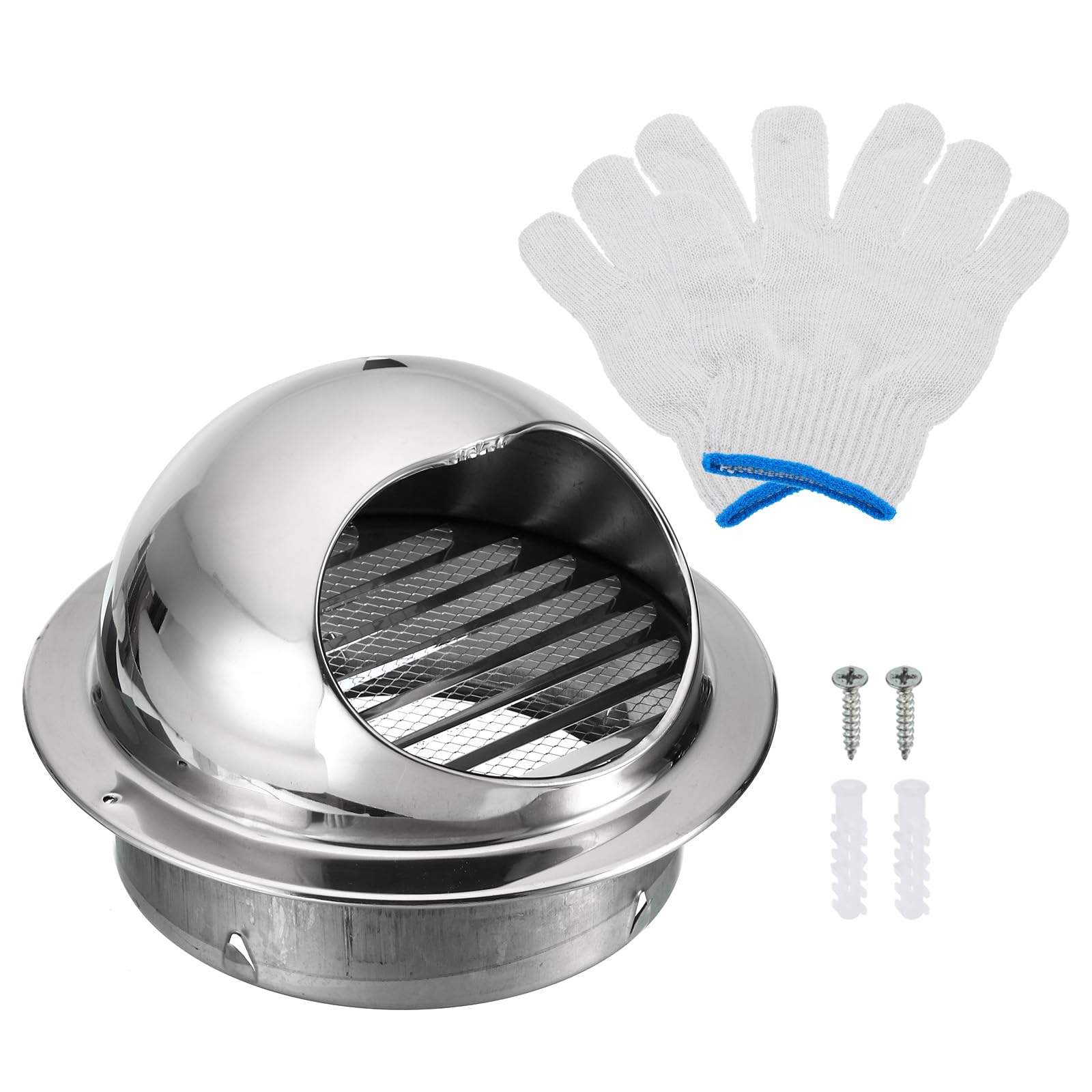 PATIKIL 7" Round Soffit Air Vents, Stainless Steel Louver Grille Vent Cover Screen Mesh Grill Hood for Kitchen Bathroom Wall Ceiling Floor Ventilation