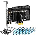 GLOTRENDS SA3112-C 12-Port PCIe X1 SATA Expansion Card with SATA and Power Cables, Compatible with Windows,Linux,Mac OS,NAS
