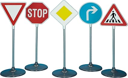 Amazon Com Theo Klein 2980 Traffic Signs With 5 Different Pieces Toy Multi Colored Toys Games