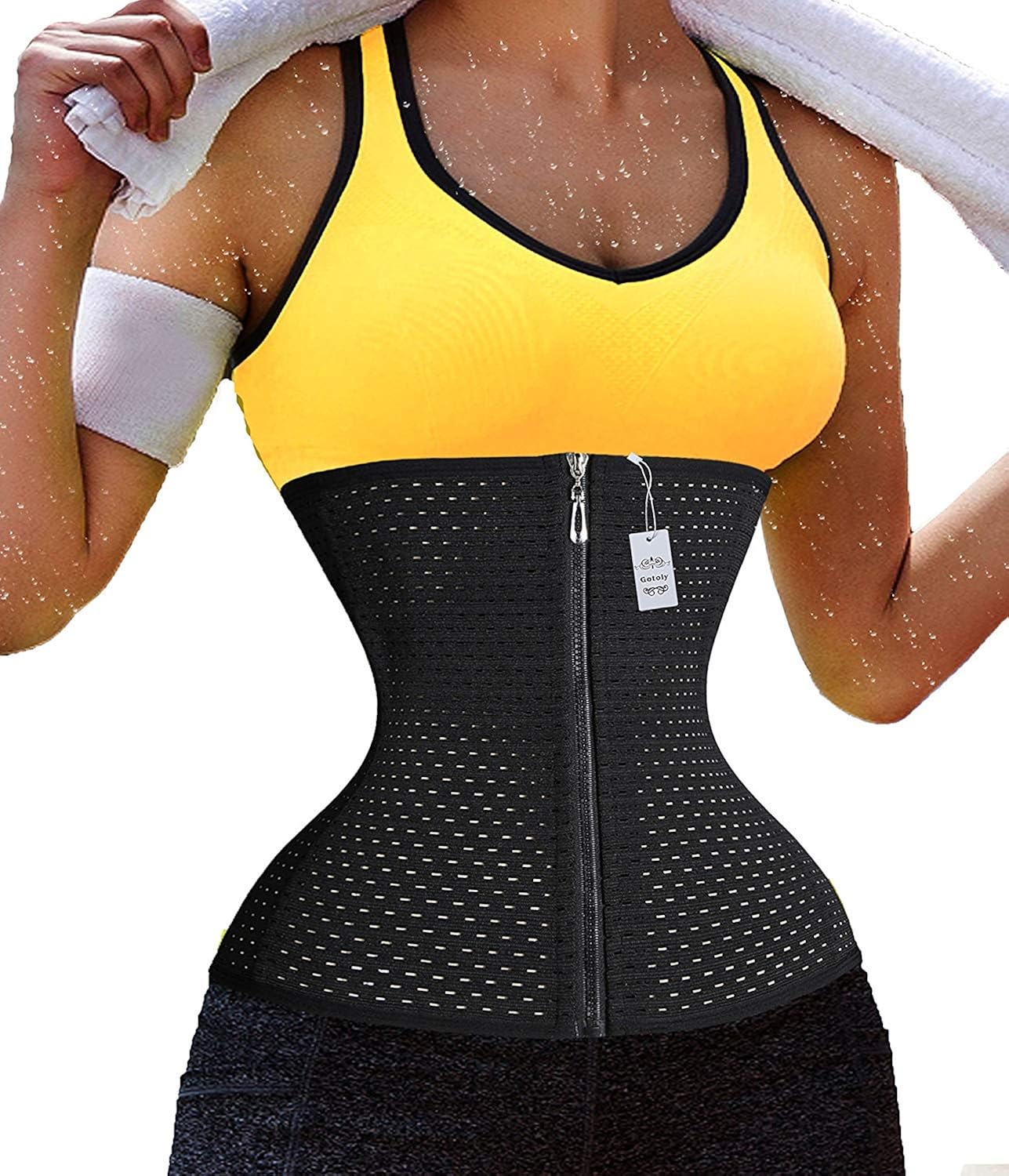 Gotoly Lightweight Anticurl Zipper With Hook Waist Trainer Cincher Belt