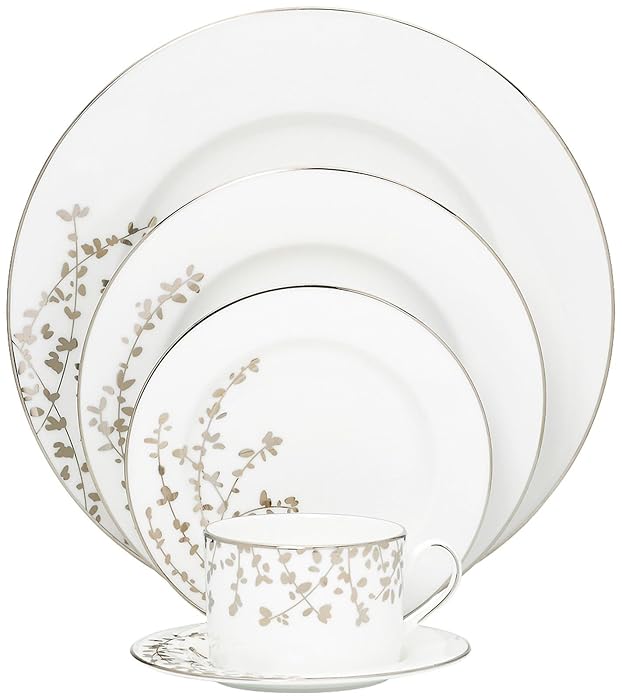 Kate Spade New York Women's Gardner Street Platinum 5 Piece Set White Dinnerware