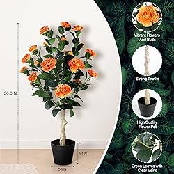 3FT Artificial Camellia Tree, 2 Pack Fake Camellia