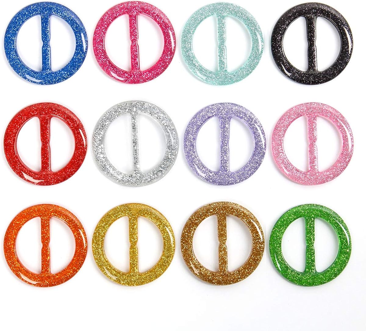 FLYPARTY 12 Pieces 80s Party Tee Shirt Clips, Plastic Round Shape T