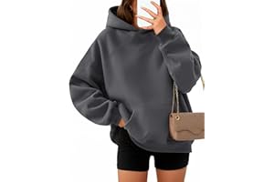 wkwmrpet Women Hoodies Long Sleeve Oversized Hoodie Fleece Lined Sweatshirt Casual Fall Plain Pullover Clothes with Pocket