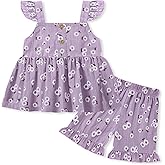 SANMIO Toddler Girl Clothes Summer Baby Girl Cute Sleeveless Tank Tops with Bow and Ruffled Shorts 2Pcs Outfits Set
