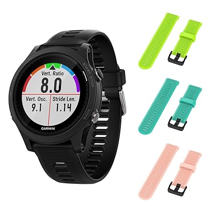 Garmin Forerunner 945 GPS Running Smartwatch with Included Wearable4U 3 Straps Bundle (Lime/Teal/Pink)