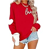 Valentine Sweatshirts for Women Heart Sweatshirt Cute Valentine Shirt Valentines Day Long Sleeve Pullover Top