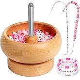 Tilhumt Bead Spinner for Jewelry Making, Effortless Rotating Wooden Clay Bead Spinner with 2 Big Eye Beading Needles and 3000