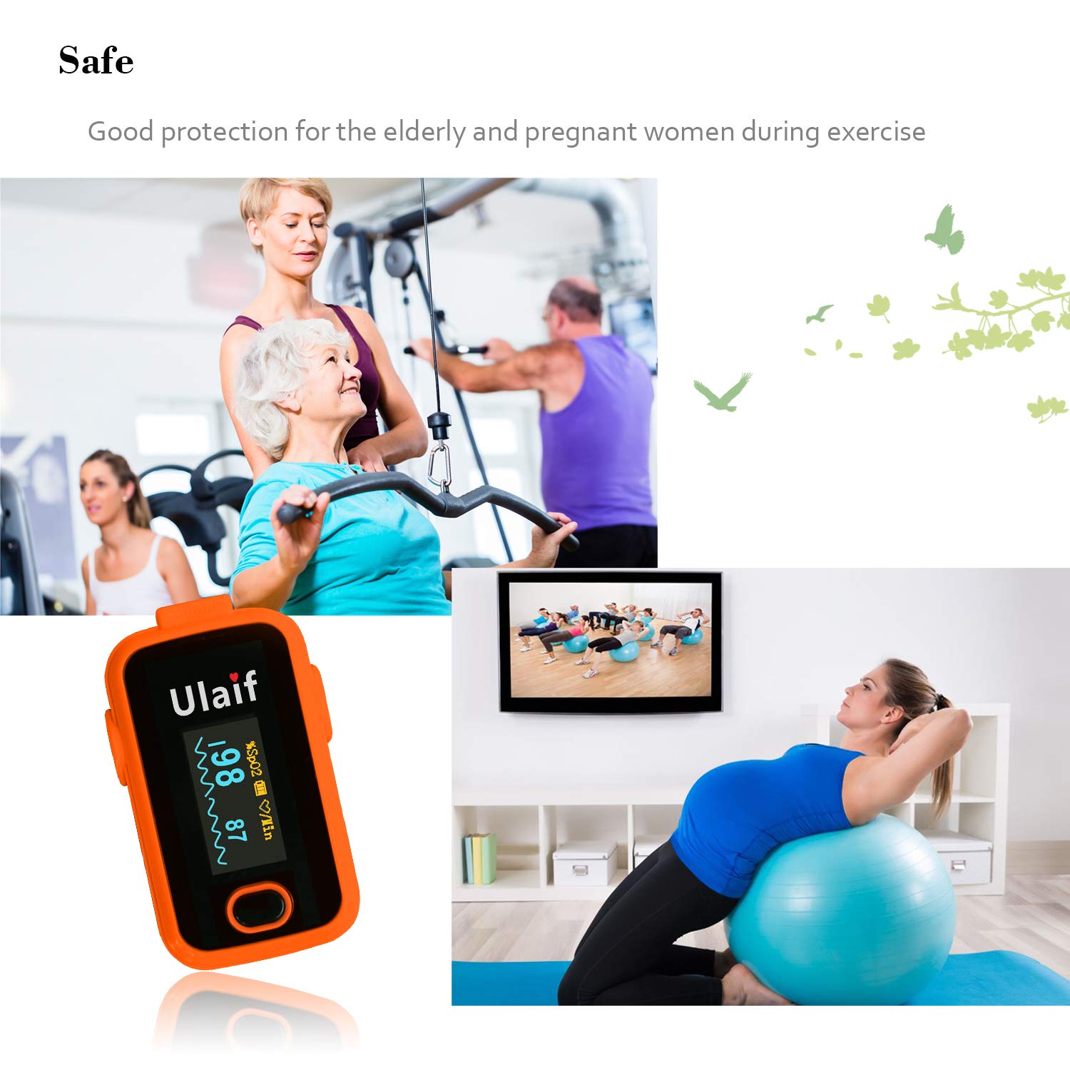 ULAIF Fingertip Pulse Oximeter With OLED Display Portable Oximetry