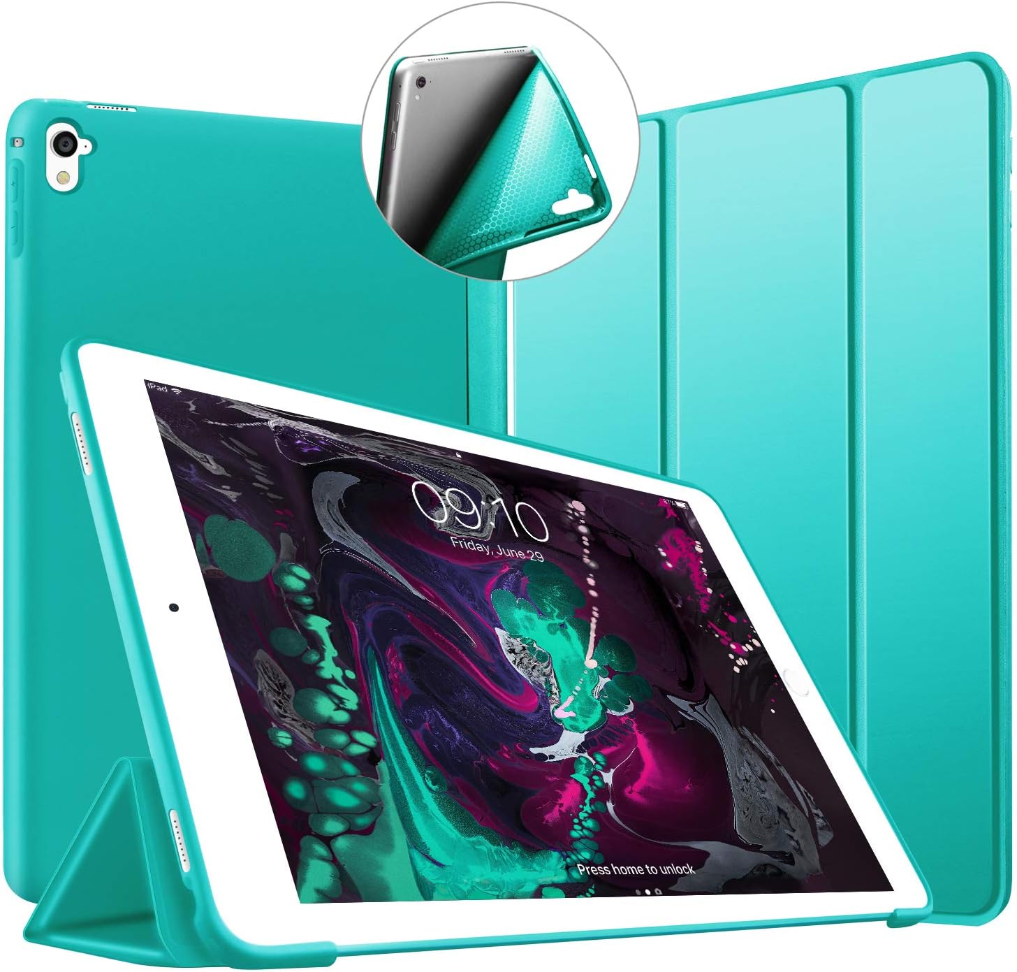 Case for iPad Pro 9.7, Ultra Slim Lightweight Shell Trifold Stand Protective Smart Case [Auto Sleep/Wake Function], Flexible Soft TPU Back Cover for Apple iPad Pro 9.7" 2016 Release Tablet, Green