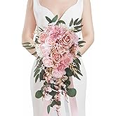 Serwalin 11 Inch Wedding Bouquets for Bride Bridesmaid, Dusty Pink Rose Bridal Bouquets for Bride, Wedding Flowers Bouquet Tossing Bouquet, Wedding Ceremony and Anniversary Decoration