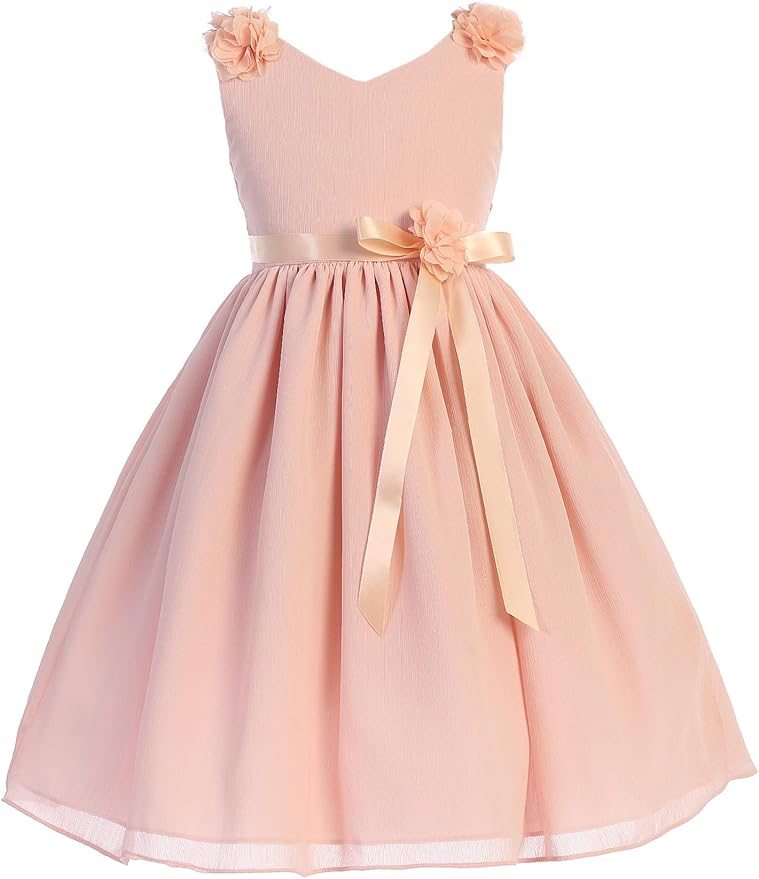 Ellie Kids Vestido de Gasa para Dama de Honor, con Estampado Floral de