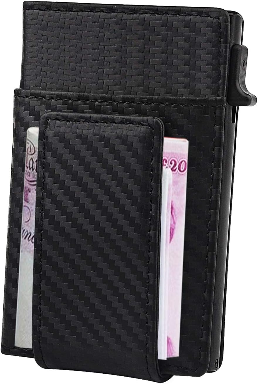 Card Wallet Automatic Pop-up Credit Card Holder with RFID Blocking, Magnetic Pocket Money Clip Wallet, Slim & Large Capacity PU Leather Bank Card Case Wallet