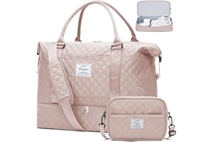 SYCNB Weekender Bags for Women, Carry on Overnight Weekend Travel Duffel Bag with Shoes Compartment &Toiletry Bag, Personal Item Bag for Travel Business Trips Sport Hospital