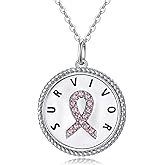 AOBOCO Sterling Silver Cancer Survivor Necklace Breast Ovarian Cancer Patient Gifts