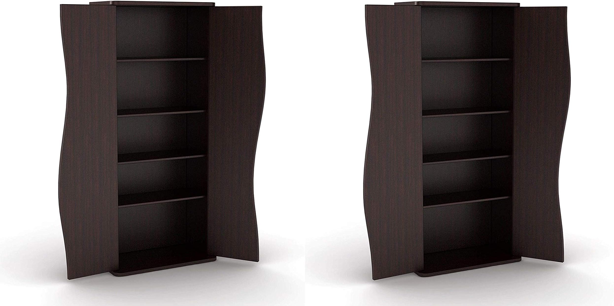 Atlantic Venus Media Storage Cabinet - Stylish Multimedia Storage Cabinet Holds 198 CDs, 88 DVDs or 108 Blu-Rays, 4 Adjustable and 2 Fixed Shelves PN83035729 in Espresso (Pack of 2)