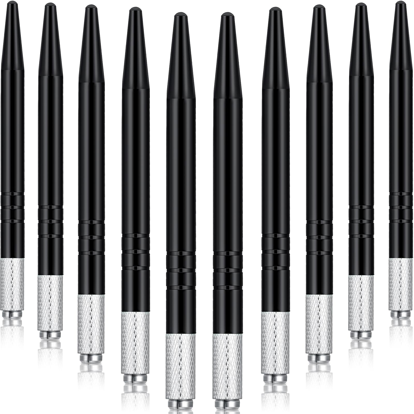 Photo 1 of 10 Pieces Microblading Pens Manual Eyebrow Microblade Pens Aluminum Hand Tools Light Manual Holder for Makeup Supplies Salons,2 Colors(Black)
