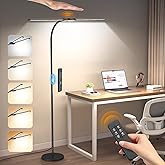 Syrinx LED Floor Lamp, 14W 2000LM Bright Floor Lamp for Office, Gesture & Remote Control, Dual Head Goose-Neck Standing Lamp, Dimmable Brightness & Color Temp, Eye Caring Reading Light for Living Room
