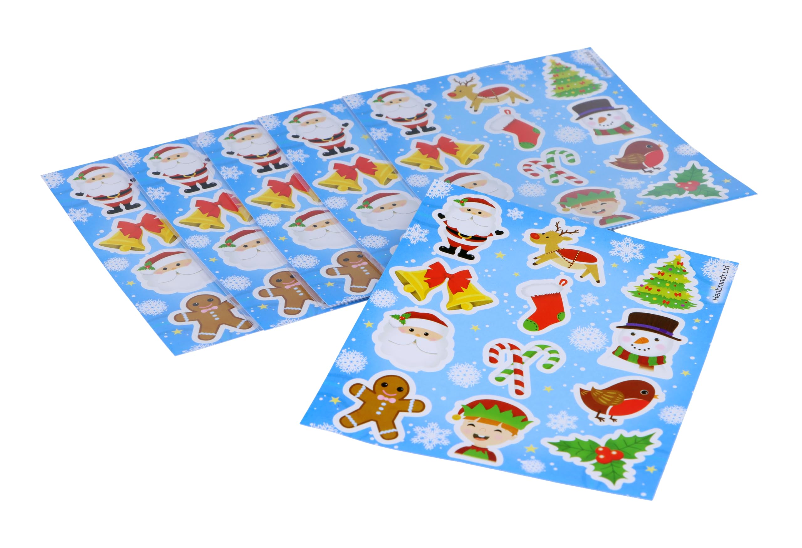 Henbrandt 6 x Christmas Sticker Pack - 12 Mini Festive Stickers per Sheet for Children Arts Crafts Party Bag Fillers Xmas Stocking Fillers Loot Bag Toys Boys Girls