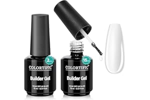 COLORTIFIC Builder Nail Gel, 2 Pcs 15ml 7 in 1 Clear Builder Gel for Nails Strengthener Apex Thickening Extension Rhinestone Glue in a Bottle