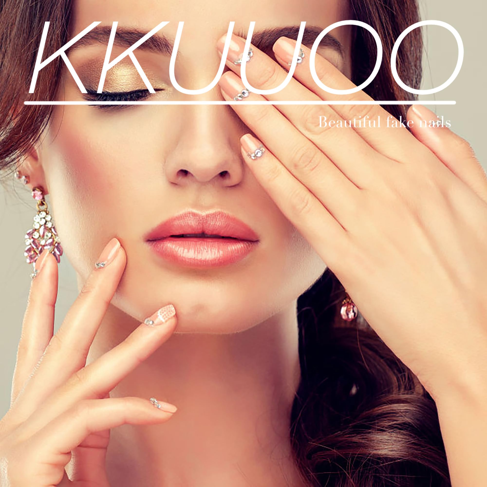 KKUUOO Pink Press on Nails Medium Almond Fake Nails Glossy False Nails with Glitter Design Artificial Nails Full Cover Acrylic Nails Stick on Nails Cute Press on Nails Glue on Nails for Women - Image 7