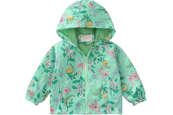 Baby Boys Girls Hooded Dust Coat Cute Cartoon Rain Jacket Zip Up Windbreaker Coats Lightweight Outerwear Clothes