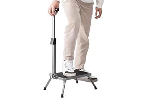 Navaris Foldable Step Stool Made of Steel - 43 x 26 x 3.5 cm (16.9 x 10.2 x 1.4") - Non-Slip Surface & Handle - Folding Stool