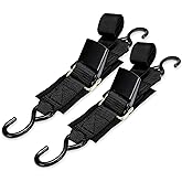 WELLUCK Boat Trailer Transom Tie Downs Straps 1200 LBS, 2" x 4' Adjustable Boat Buckle Transom Tie Downs to Trailer, Marine, Jet ski, Pontoon, with Quick Release Buckle & Anti-Scratch Hooks