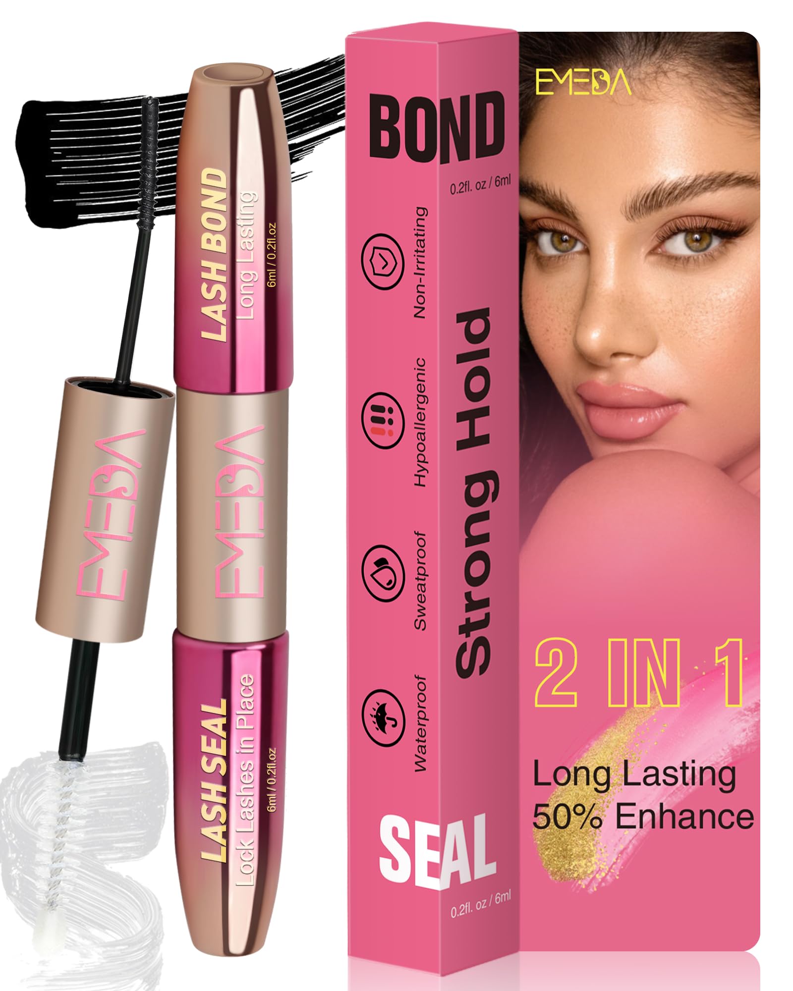 Photo 1 of Lash Cluster Glue, 2-in-1 Lash Bond and Seal Waterproof Lash Glue for Eyelash Clusters Strong Hold for 72 Hours DIY Individual Eyelashes Latex Free by EMEDA