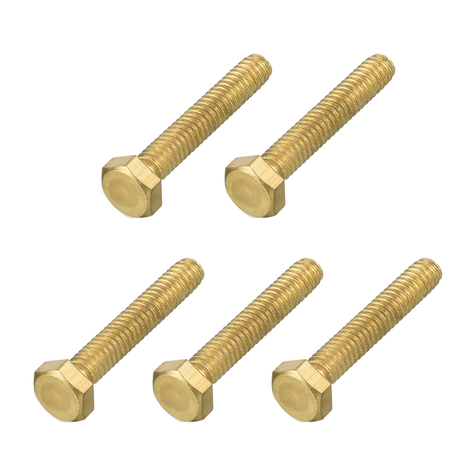 METALLIXITY Hex Head Screw Bolt (1/4-20x1-1/2") 5Pcs, Brass Fully Threaded Solid Brass Hex Bolts Machine Screws - for Machinery Repair