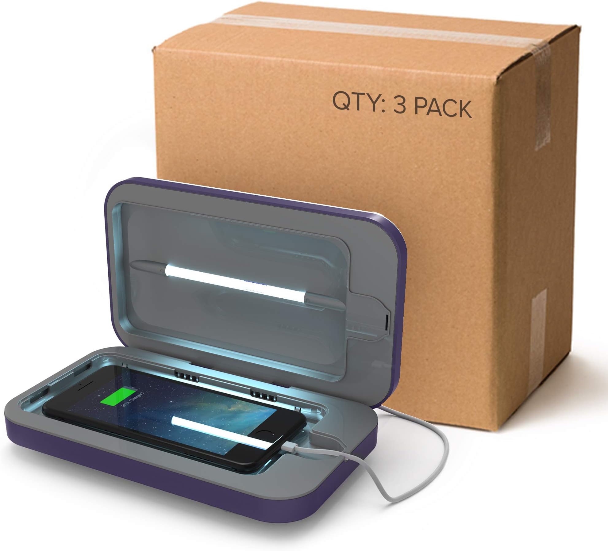 PhoneSoap 3.0 UV Sanitizer and Universal Phone Charger 3 Pack (Periwinkle)