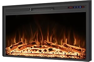 Rodalflame 50" Width Electric Fireplace Inserts with Adjustable Flame Colors, Fireplace Heater with Touch Screen & Remote Control, Recessed in Wall, 750/1500W, Timer