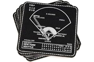PLAYBOOK PRODUCTS Greatest Mariners Plays: Leatherette Coasters (Set of 4) | Iconic Seattle Baseball Moments | Unique Gift for Sports Fans