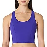 Amazon Essentials Women's Active Total Train Medium Support Gym Workout Racerback Crop Tank with Built-in Bra